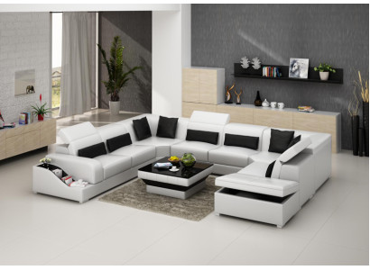 Wohnlandschaft Moderne Ecksofa Couch Polster Eckgarnitur Sofa Eck Garnitur + USB
