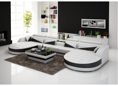 Ledersofa Couch Wohnlandschaft Ecksofa Eck Garnitur Design Modern Sofa G8018D