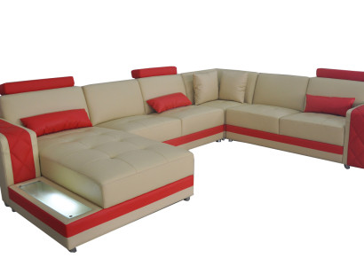 Ledersofa Couch Wohnlandschaft Eck Garnitur Design Modern Dekorative Sofa