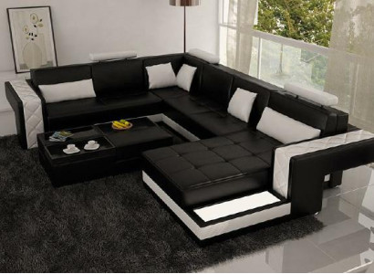 Ecksofa Ledersofa Big XXL U Form Wohnlandschaft Sofa Couch Garnitur Neu