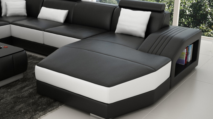 Eckgarnitur Leder Sofa Wohnzimmer Polsterecke Sitzgarnituren Wohnlandschaft +USB