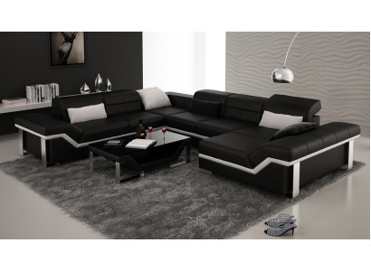 Moderne Sitzecke Ledersofa Ecksofa Sofa Polster Couch Wohnlandschaft K5007 + USB