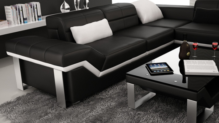 Moderne Sitzecke Ledersofa Ecksofa Sofa Polster Couch Wohnlandschaft K5007 + USB