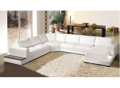 Design Ledersofa Wohnlandschaft Couch Ecksofa Eck Garnitur Modern Sofa mit USB