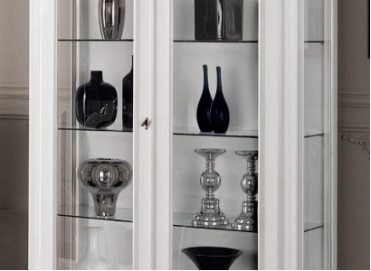 Vitrine Weiß Glasschrank Design Klassische Schrank Luxus Holz Möbel Vitrinen Neu