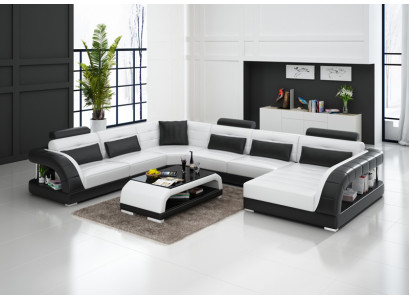 Sofagarnitur mit USB Polster Sofa Set 3+2+1 Leder Couchen Sofas Komplett
