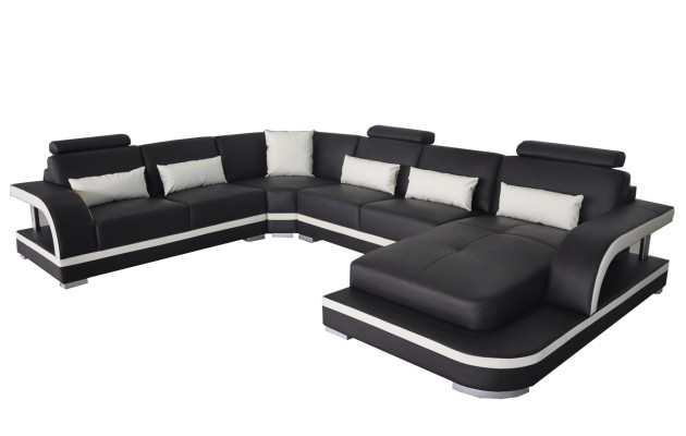 Moderne Sofa Couchgarnitur Ecke Sitzecke Leder Couch Polster Wohnlandschaft USB