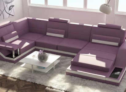 Wohnlandschaft Sofa mit USB Polster Ecksofa Garnitur Textil Stoff Leder Sofas