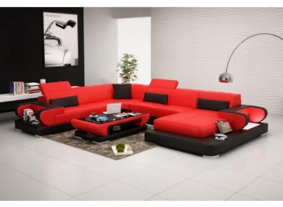 Ledersofa Polster Sitz Couch Garnitur Ecksofa Sofa Couch Wohnlandschaft Detmold