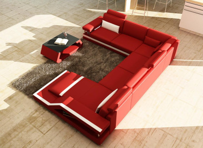 Wohnlandschaft Big Modernes Ledersofa Couch Patentiert Designer Sofa HAMBURG XXL