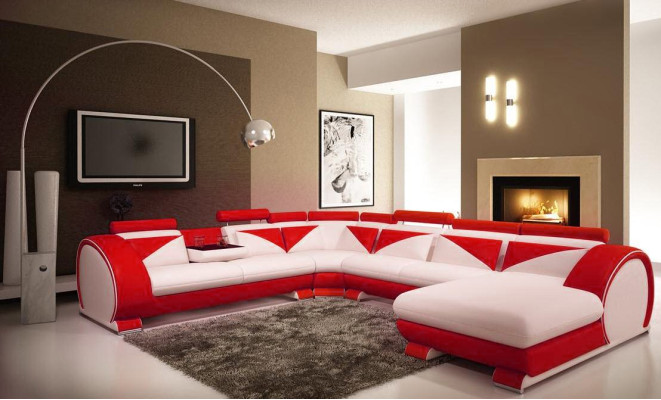 Ledersofa mit USB Ledersofa Big Sofa Ecksofa Leder XXL Wohnlandschaft U Form