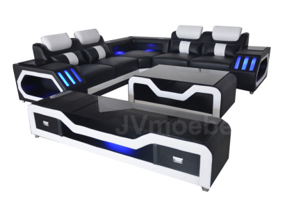 Ledersofa Couch Wohnlandschaft Eck Garnitur Design Modern Sofa L-Form G8046