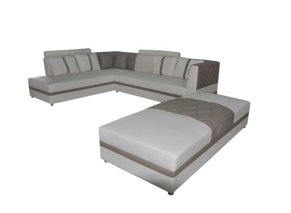 Ecke Leder Modern XXL Couch Wohnlandschaft Ledersofa Sofa L-Form A1128II+Hocker
