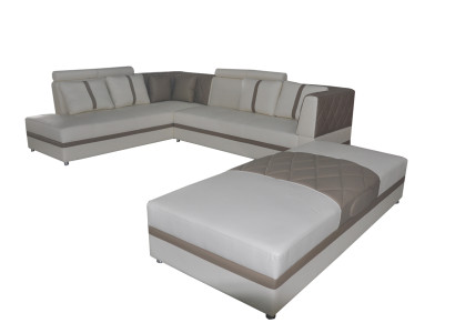 Ecke Leder Modern XXL Couch Wohnlandschaft Ledersofa Sofa L-Form A1128II+Hocker