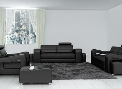 Designer Ledersofa Sofagarnitur USB Sofa Sitz Polster Garnitur 3+2+1 Garnituren