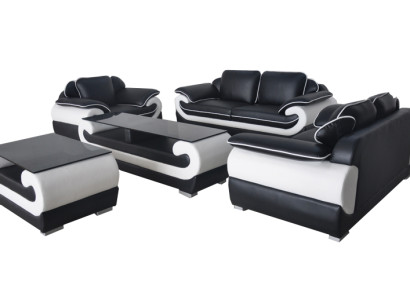 Sofa Couch Sitz Polster Komplett Set Leder Garnitur 3+2+1 Sofas Designer