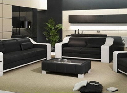 Ledersofa Set Sofa Couch Sitz Polster Garnitur Sofagarnitur 3+2+1 Sofas HuttenS