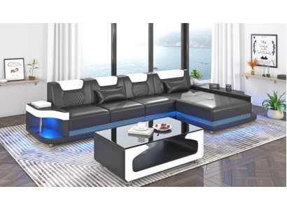 Ecksofa L-Form Polster Leder Wohnlandschaft Couchen Sofas Ecke Luxus Möbel Neu