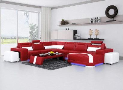 Ledersofa Couch Wohnlandschaft Ecksofa Eck Garnitur Design Modern Sofa Neu F3011