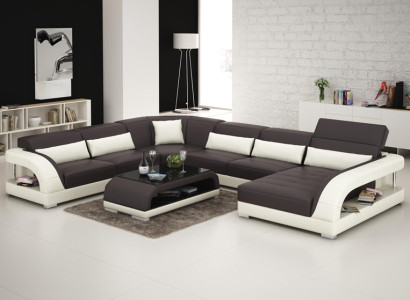 Ledersofa Couch Wohnlandschaft Ecksofa Eck Garnitur Design Modern Sofa