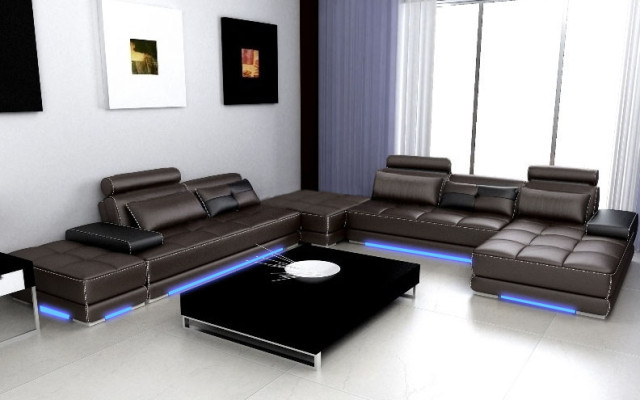 Ledersofa Couch Wohnlandschaft Ecksofa Eck Garnitur Design Modern Sofa Neu A1146