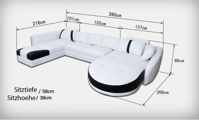 Ledersofa Couch Wohnlandschaft Ecksofa Eck Garnitur Design Modern Sofa A1122