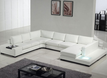 Ledersofa Couch Wohnlandschaft Ecksofa Eck Garnitur Design Modern Sofa A1110