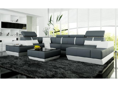 Ledersofa Wohnlandschaft Couch Sofa Ecksofa Eckcouch Ledercouch Poster Ecke-Sofa