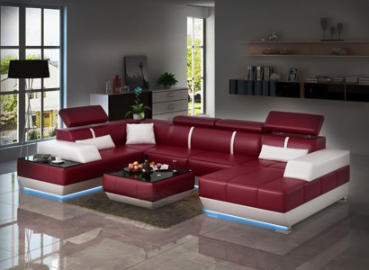 Designer Sofa + USB,Polster Garnitur Ledersofa Sofas Neu Wohnlandschaft Eckcouch