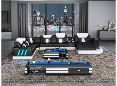 Design Wohnlandschaft Led Beleuchtete Ecksofa Couch Sofa Eckgarnitur Ledersofa