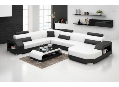 Ledersofa Couch Wohnlandschaft Ecksofa Eck Garnitur Design Modern Sofa G8001