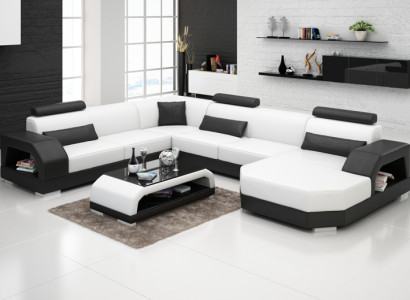 Ledersofa Couch Wohnlandschaft Ecksofa Eck Garnitur Design Modern Sofa G8001