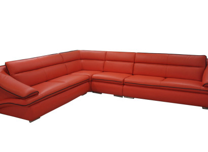 Design Leder Wohnlandschaft Eck Sofa Moderne Couch Garnitur Ecke Rot USB + LED