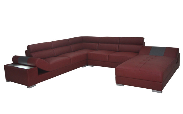 Design Leder Wohnlandschaft Eck Sofa Moderne Garnitur Couch Ecke Neu Grau USB