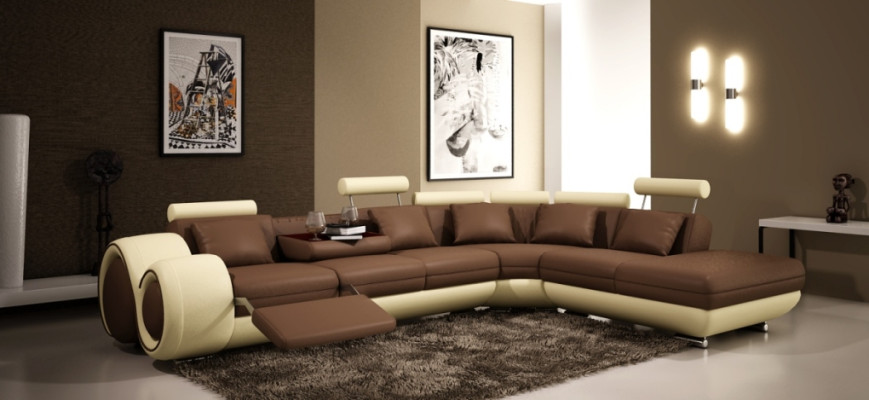 Ledersofa Couch Wohnlandschaft Ecksofa Eck Garnitur Design Modern Sofa A1163C