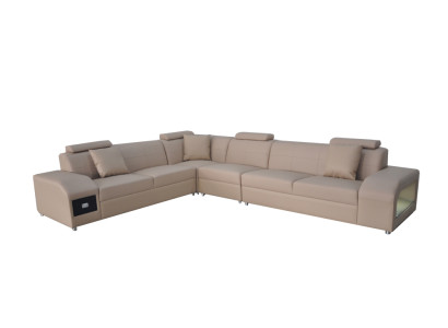 Ecksofa Garnitur Design Modern Sofa + USB Ledersofa Sofa Wohnlandschaft Couch