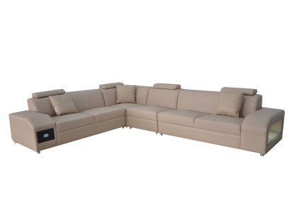 Ecksofa Garnitur Design Modern Sofa + USB Ledersofa Sofa Wohnlandschaft Couch