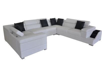 Ledersofa USB Wohnlandschaft Ecksofa Ecke Garnitur Design Sofa Couch Neu