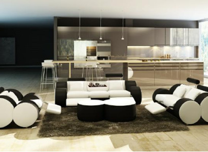 Leder Sofagarnitur mit USB Couchgarnitur Polstergarnitur Sofa 3/2/1 Sitzer Relax