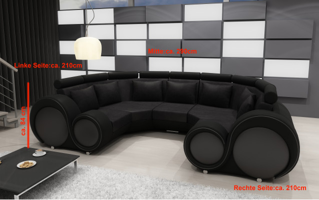 Wohnlandschaft Designer Sofa Textil Couch + USB Mikrofaser Polstergarnitur XXL