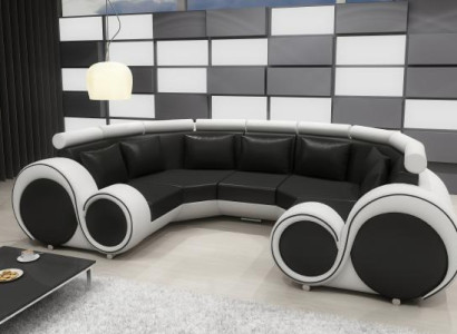 XXL Wohnlandschaft Ledersofa Design Polster Garnitur Couch Ecksofa Big Sofa +USB