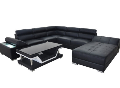 Ledersofa Couch Wohnlandschaft Eck Garnitur Design Modern Sofa U-Form