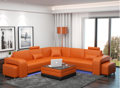 Stilvolles L-förmiges Ecksofa in lebendigem Orange für Ihr Zuhause