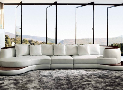 Rundsofa Designer Ecksofa Sofa Couch Polster Leder Garnitur Wohnlandschaft Royal