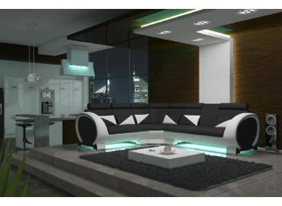 ECKSOFA LEDERSOFA LEDERGARNITUR ECKCOUCH DESIGN SOFA mit USB LEDER COUCH