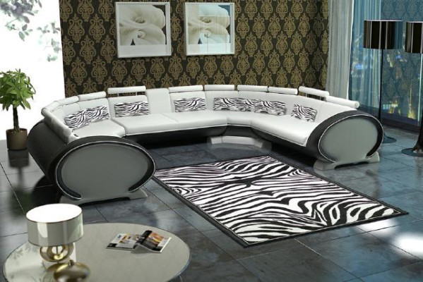 Couchgarnitur Wohnlandschaft Modernes Sofa Ecke Sitzecke Leder Couch Polster USB