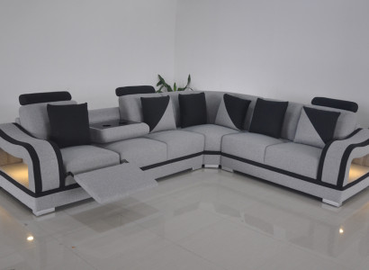 Ledersofa Couch Wohnlandschaft Garnitur Design Modern Ecke Sofa L-Form