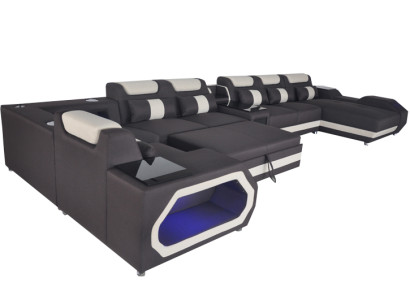 Design XXL Modern Leder Polster Ecke Couch Sofa Eck Wohnlandschaft Bett USB LED