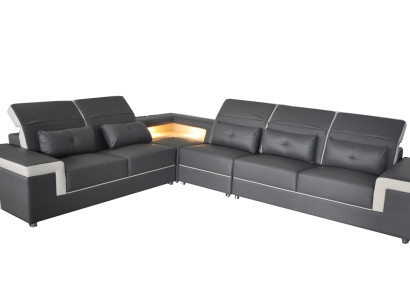 Sofa Eckcouch Polster Wohnzimmer design Ecksofa LForm Wohnlandschaft USB + LED