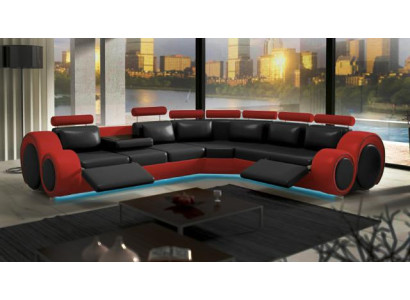 Leder Sofa mit USB Design Sofa Ledercouch Wohnlandschaft Eckcouch "BERLIN"